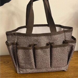 Thirty-One Organizing Utility Tote – Brown Pin Dot EUC